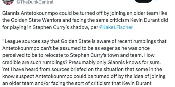 担心重蹈杜兰特覆辙！曝字母或不愿去勇士 两原因让他打退堂鼓？